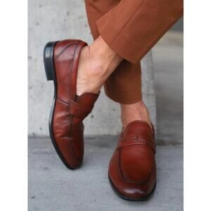 Florsheim Men's Cognac Zaffiro Moc Toe Penny Loafer Shoes Size 11M